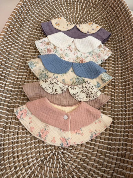 Muslin collar floral bibs