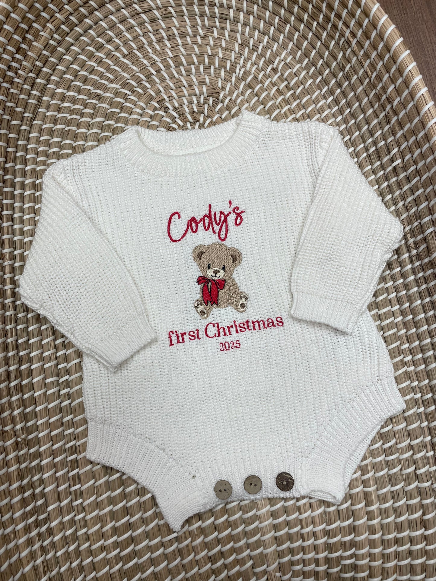 Personalised Christmas knitted rompers