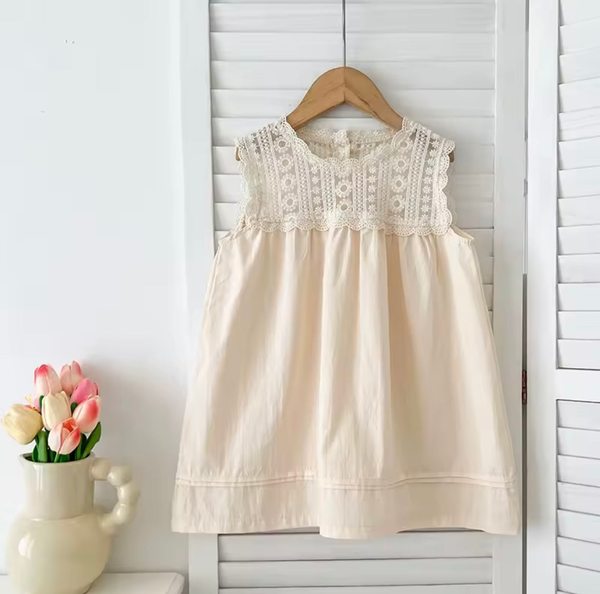 Crochet detail cotton dress