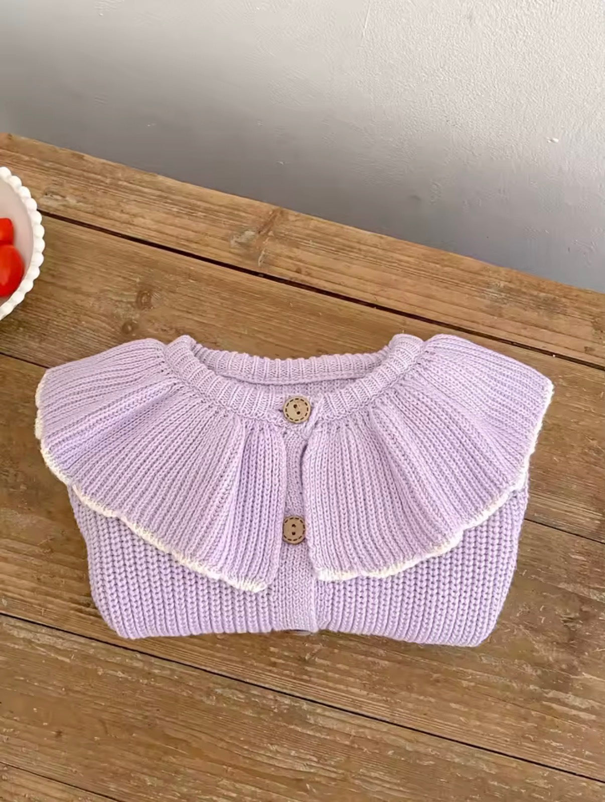 Frill neck knitted cardigan - 4 colours