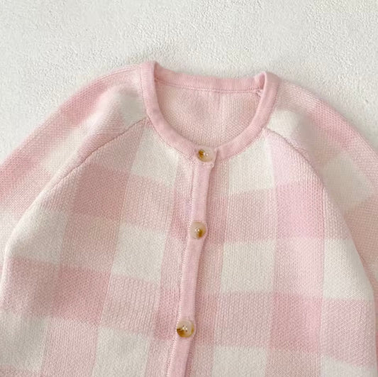 Pink check onesie