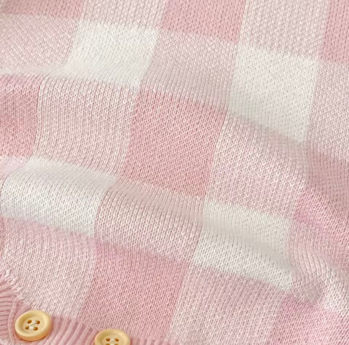 Pink check frill romper
