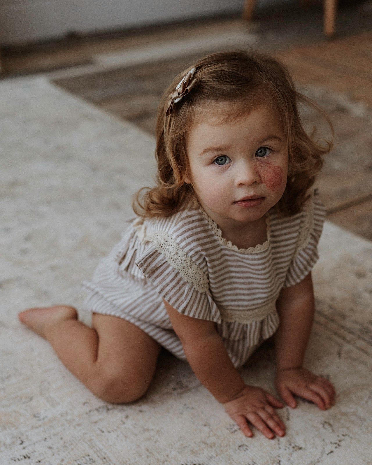 Cream & Beige striped romper