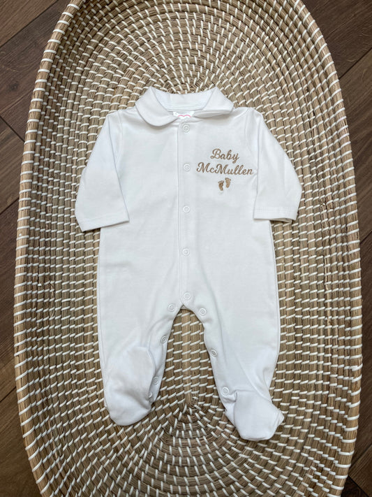Personalised Angel wings white cotton sleepsuit