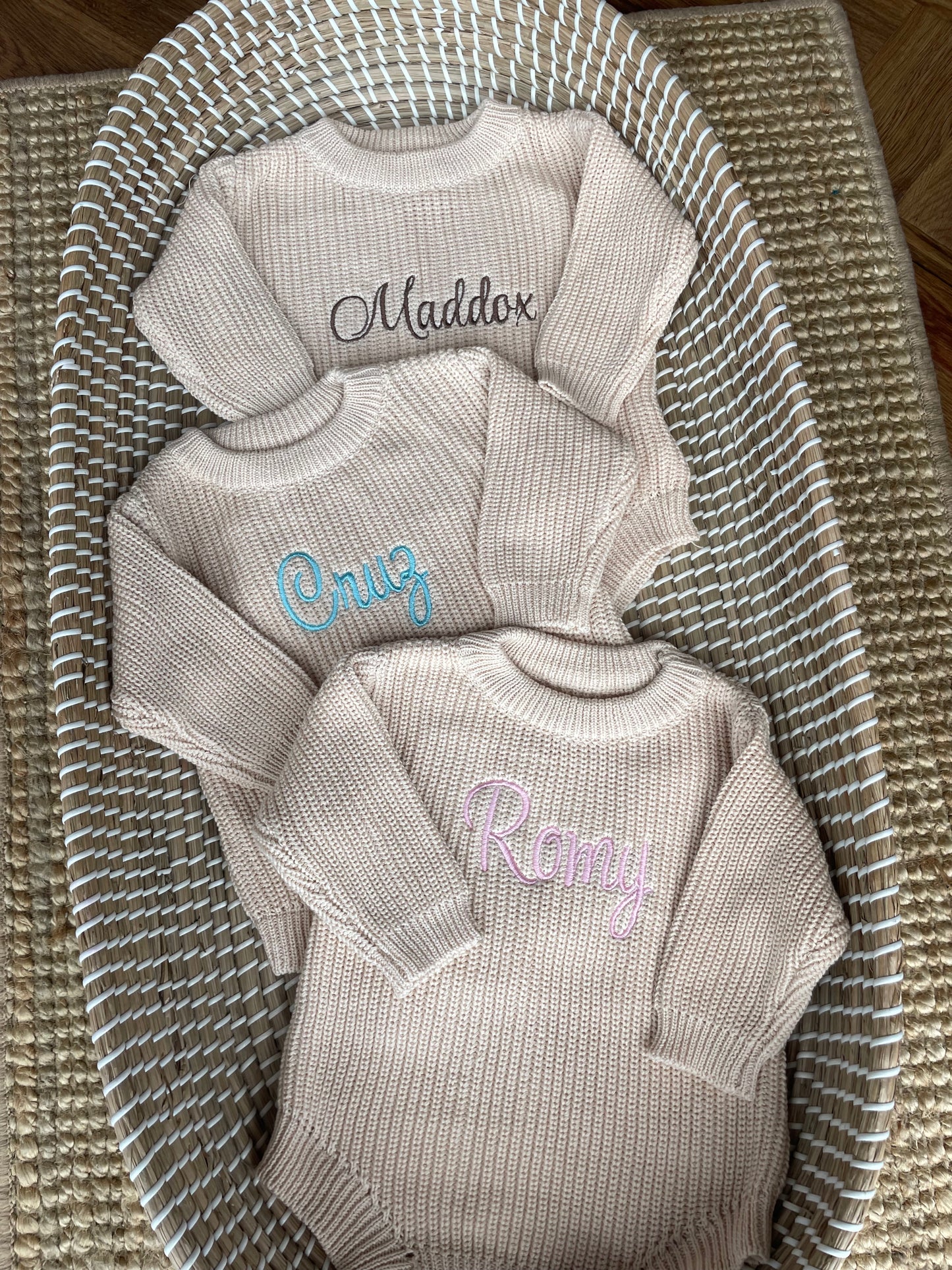 Personalised knitted rompers