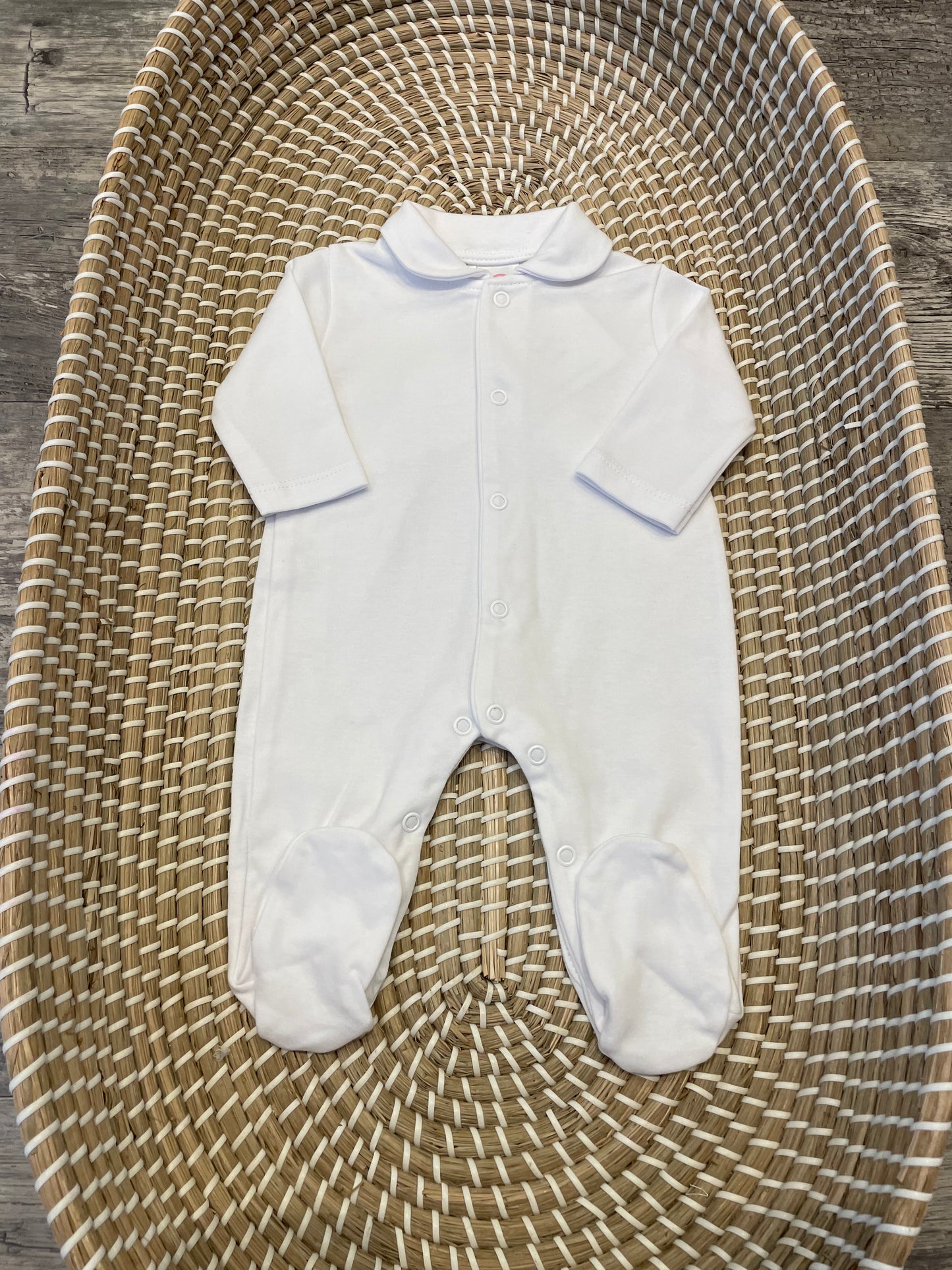 Personalised Angel wings white velour sleepsuit