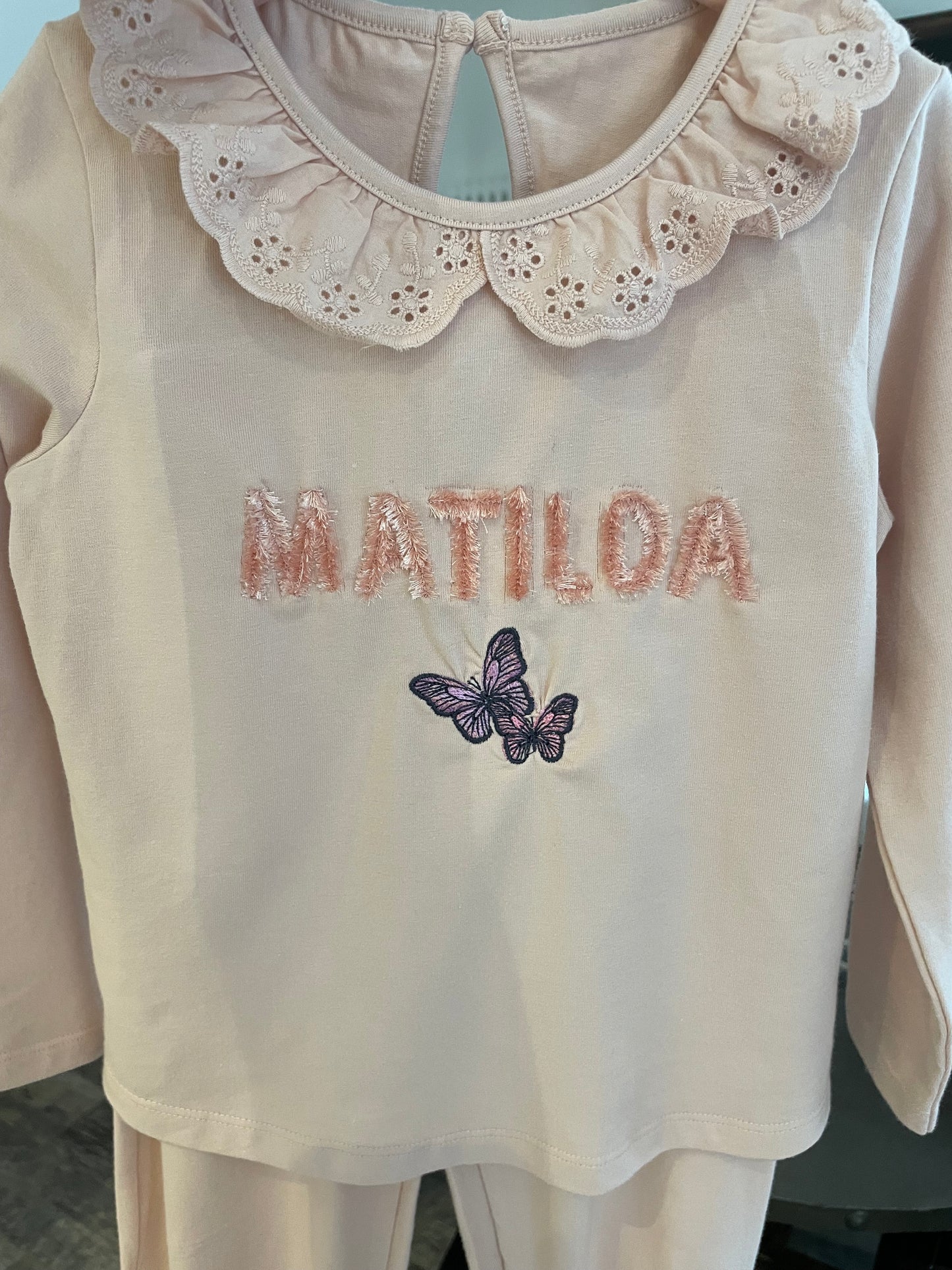 Personalised cotton frill pyjamas