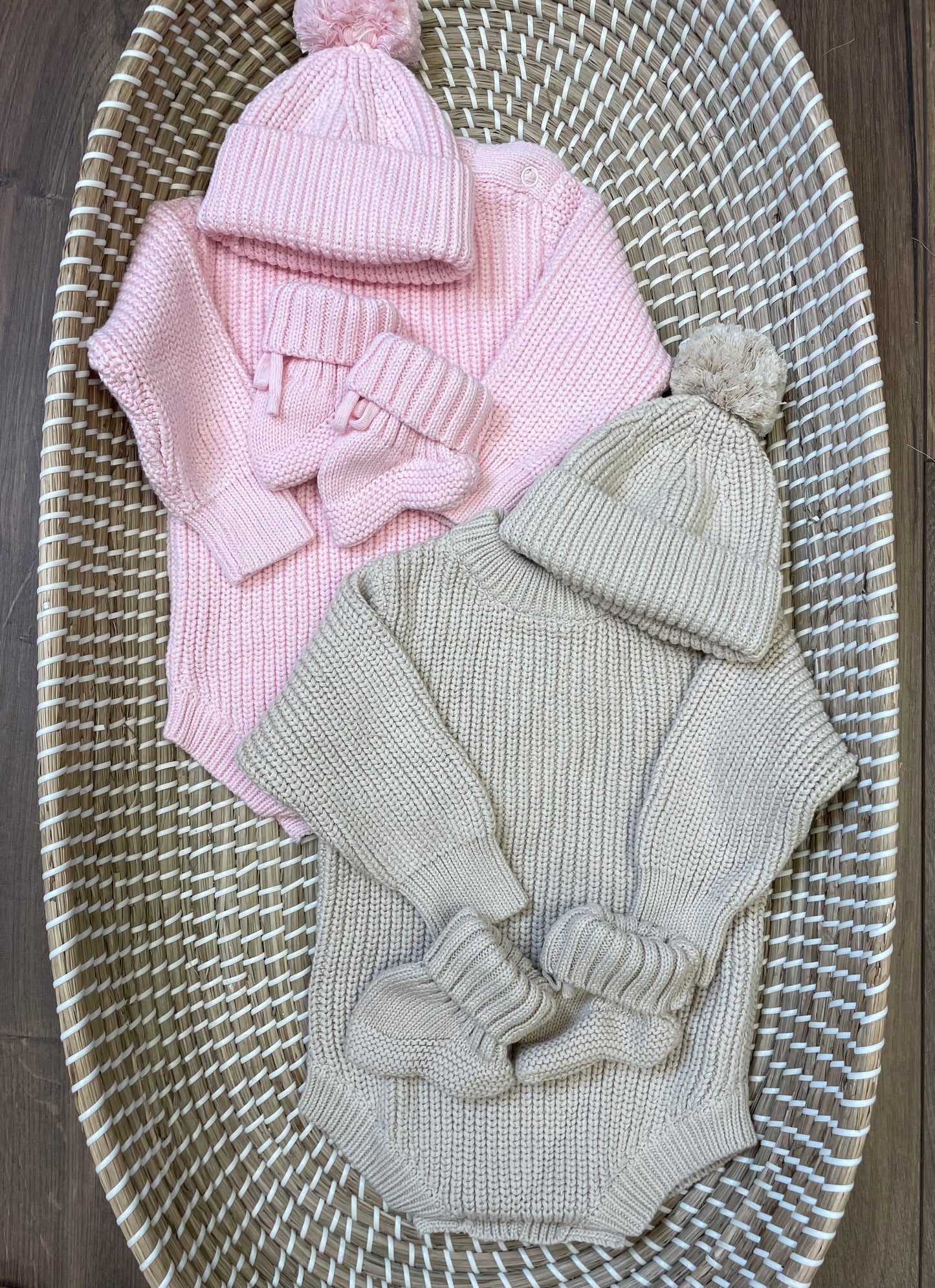 Personalised 3pc new baby knitted set