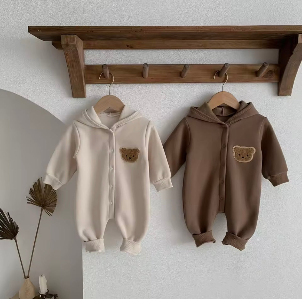 Bear fleece pramsuit