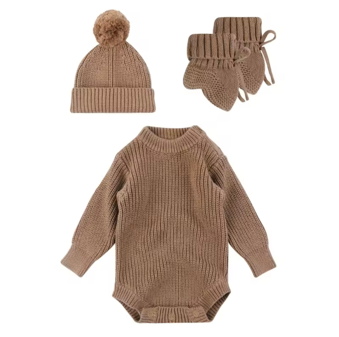 Personalised 3pc new baby knitted set