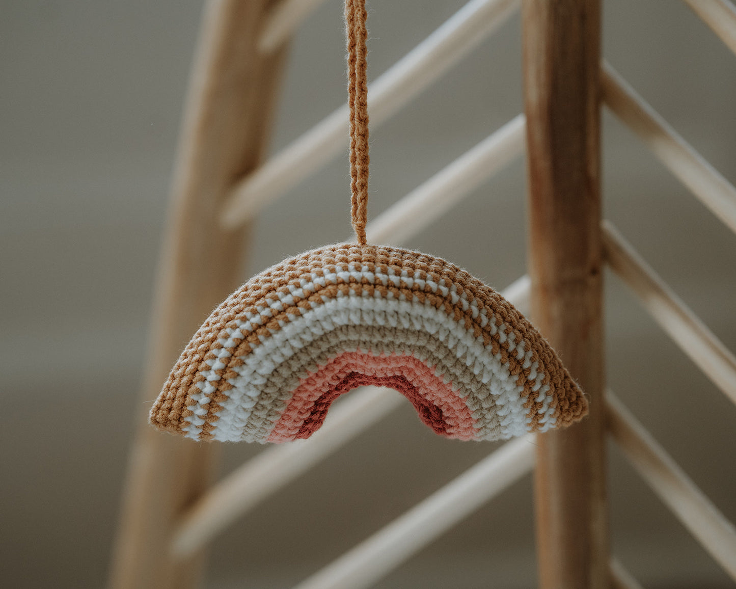 Rattan baby play gym with hanging toys