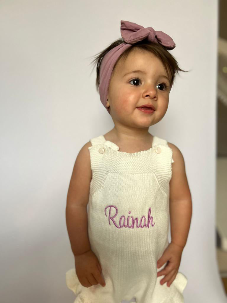 Personalised White Knitted romper