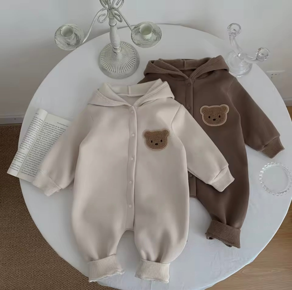 Bear fleece pramsuit