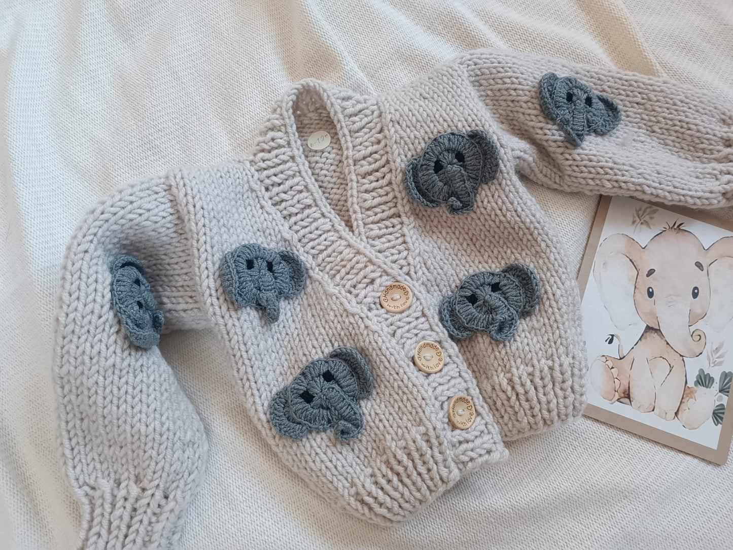 Handmade elephant design cardigan (PREORDER)