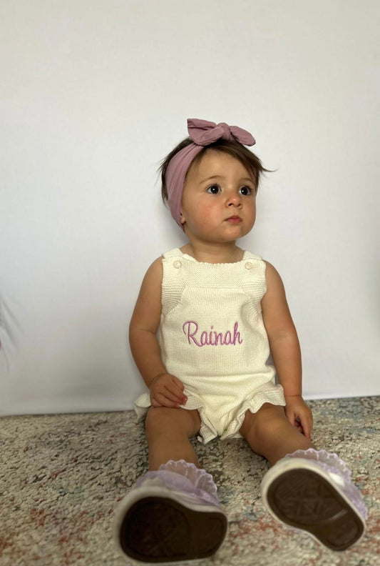 Personalised White Knitted romper