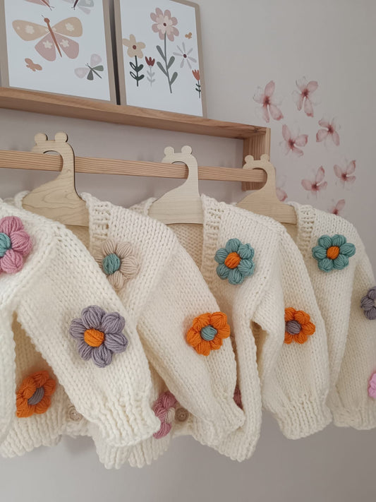 Handmade multi colour cream cardigan (PREORDER)