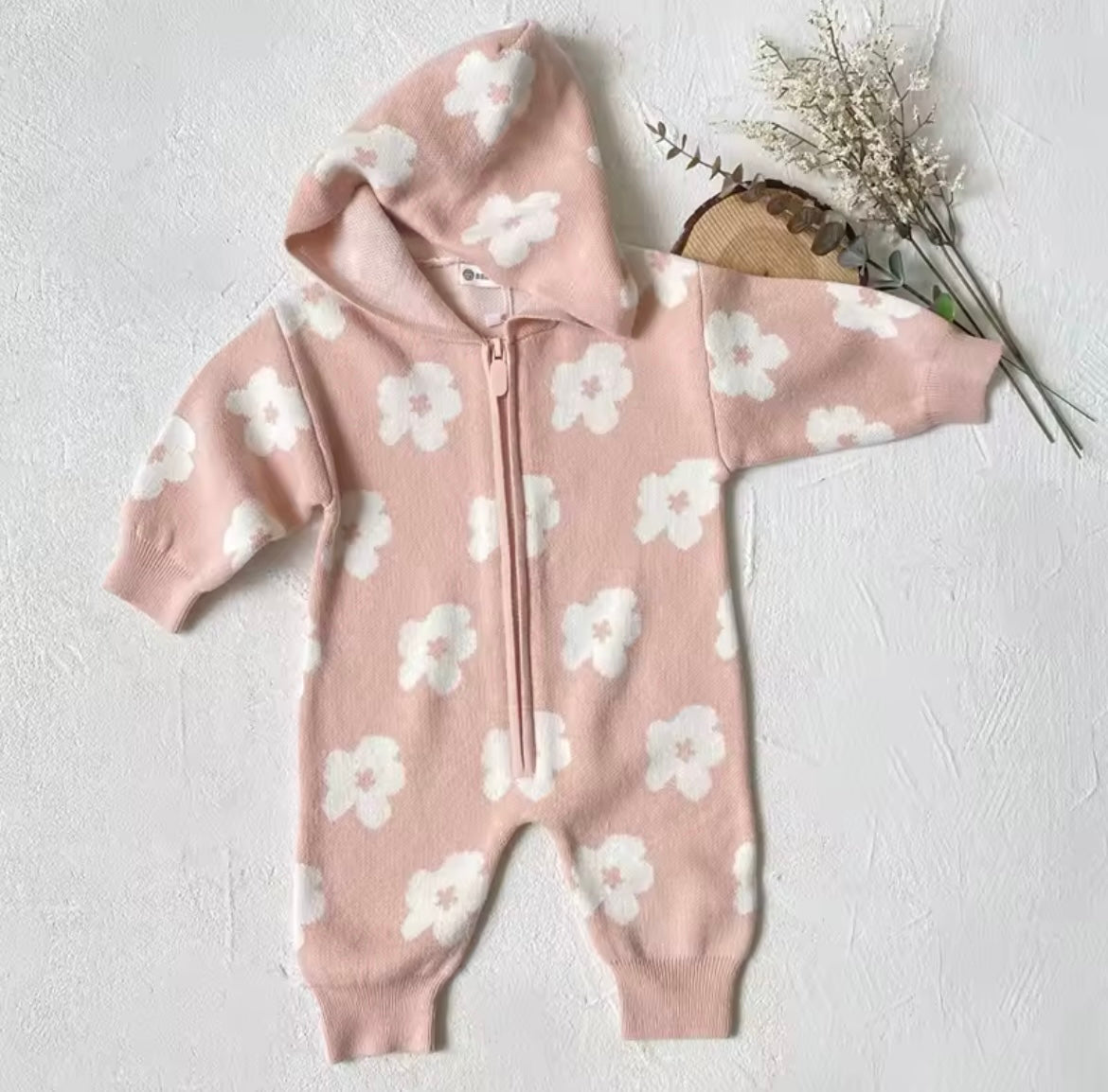 Floral knitted onesie