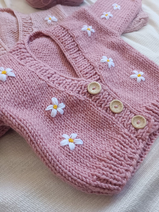 Handmade small daisy cardigan (PREORDER)