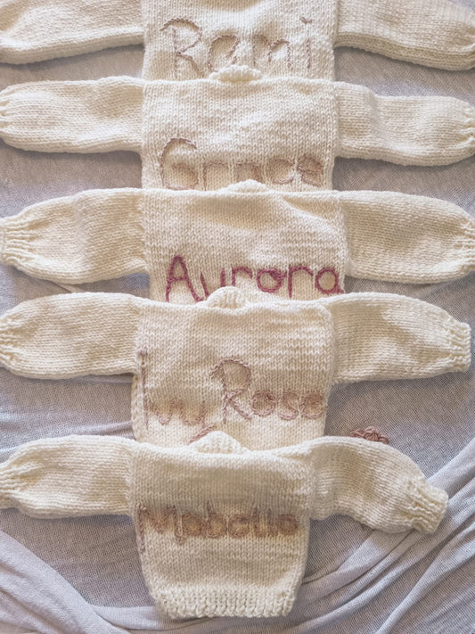 Handmade beige heart cardigan - (PREORDER)