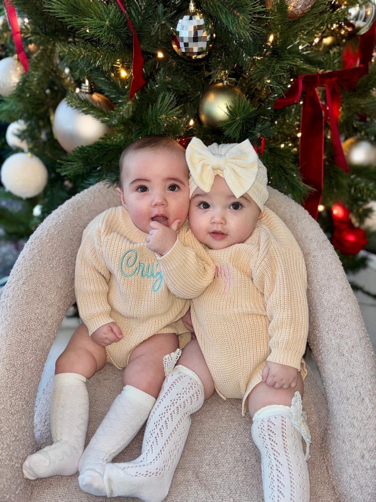 Personalised knitted frill romper