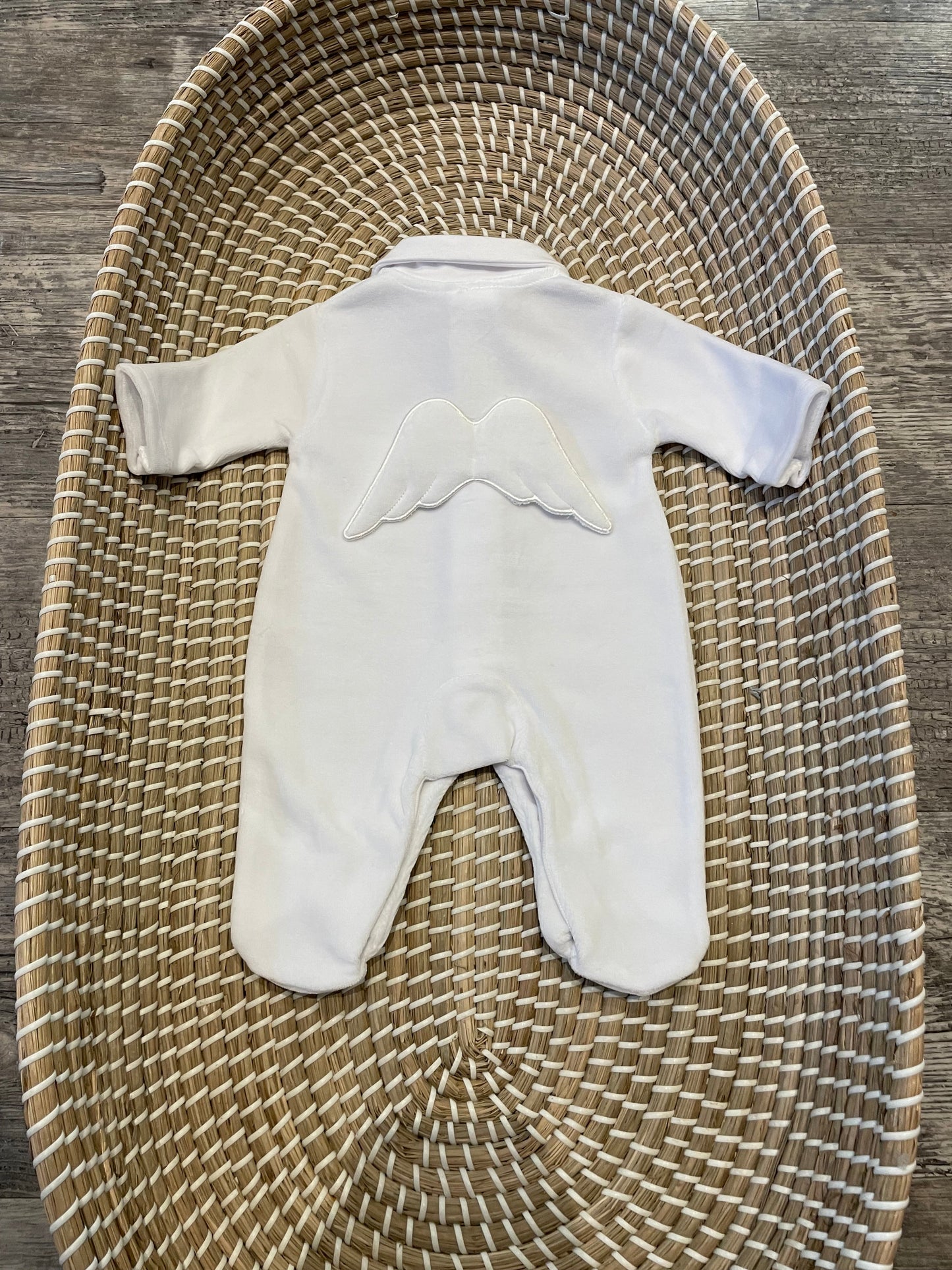 Personalised Angel wings white cotton sleepsuit