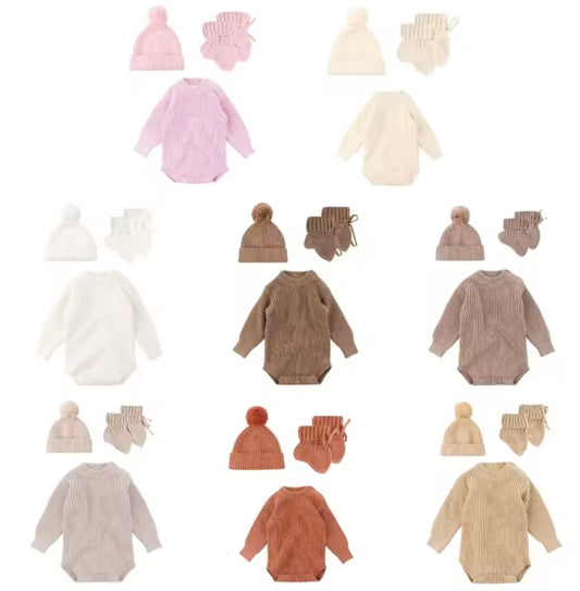 Personalised 3pc new baby knitted set