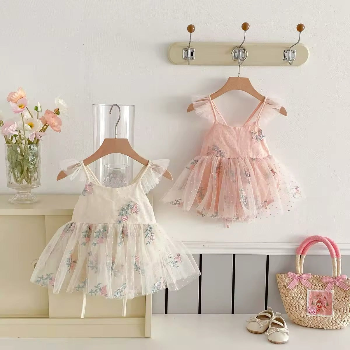 Floral tulle romper