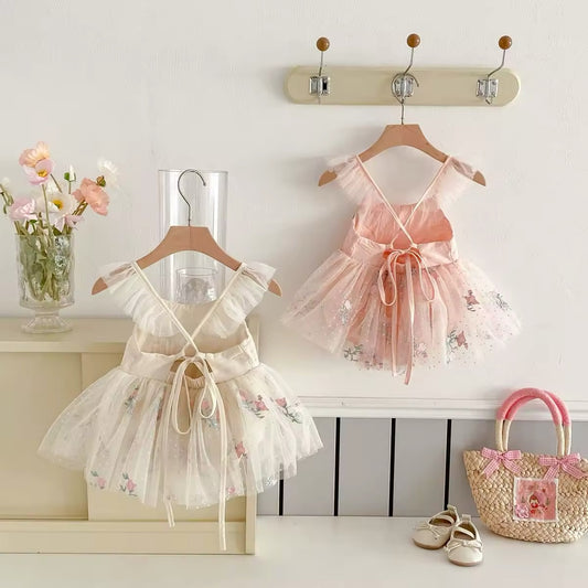 Floral tulle romper