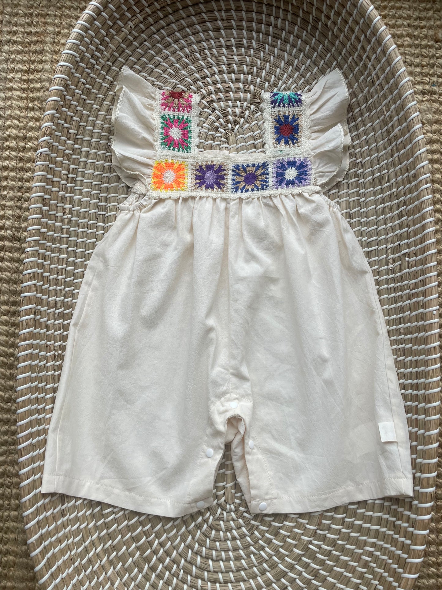 Cream crochet detail romper