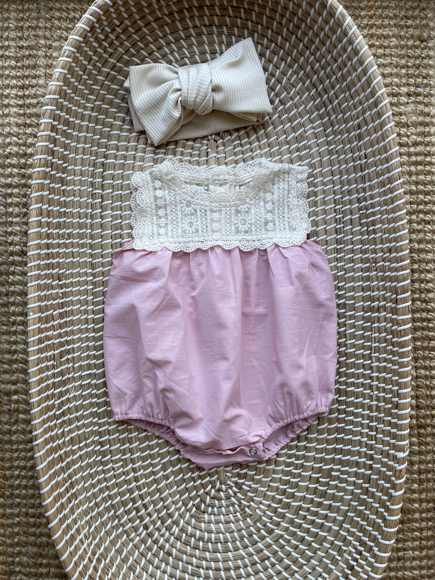Crochet detail cotton romper