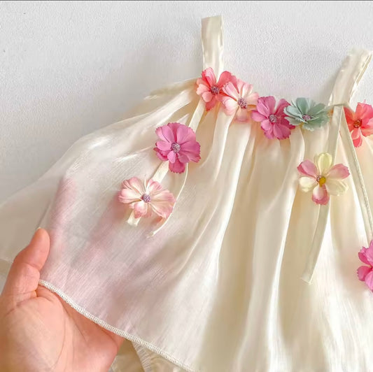 The cream flower dress