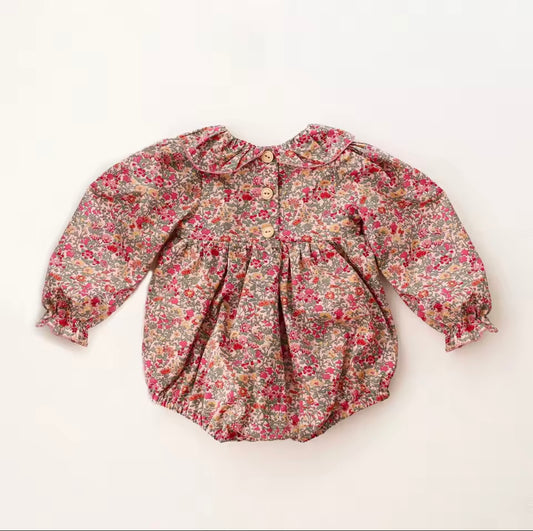 Red floral romper with matching headband