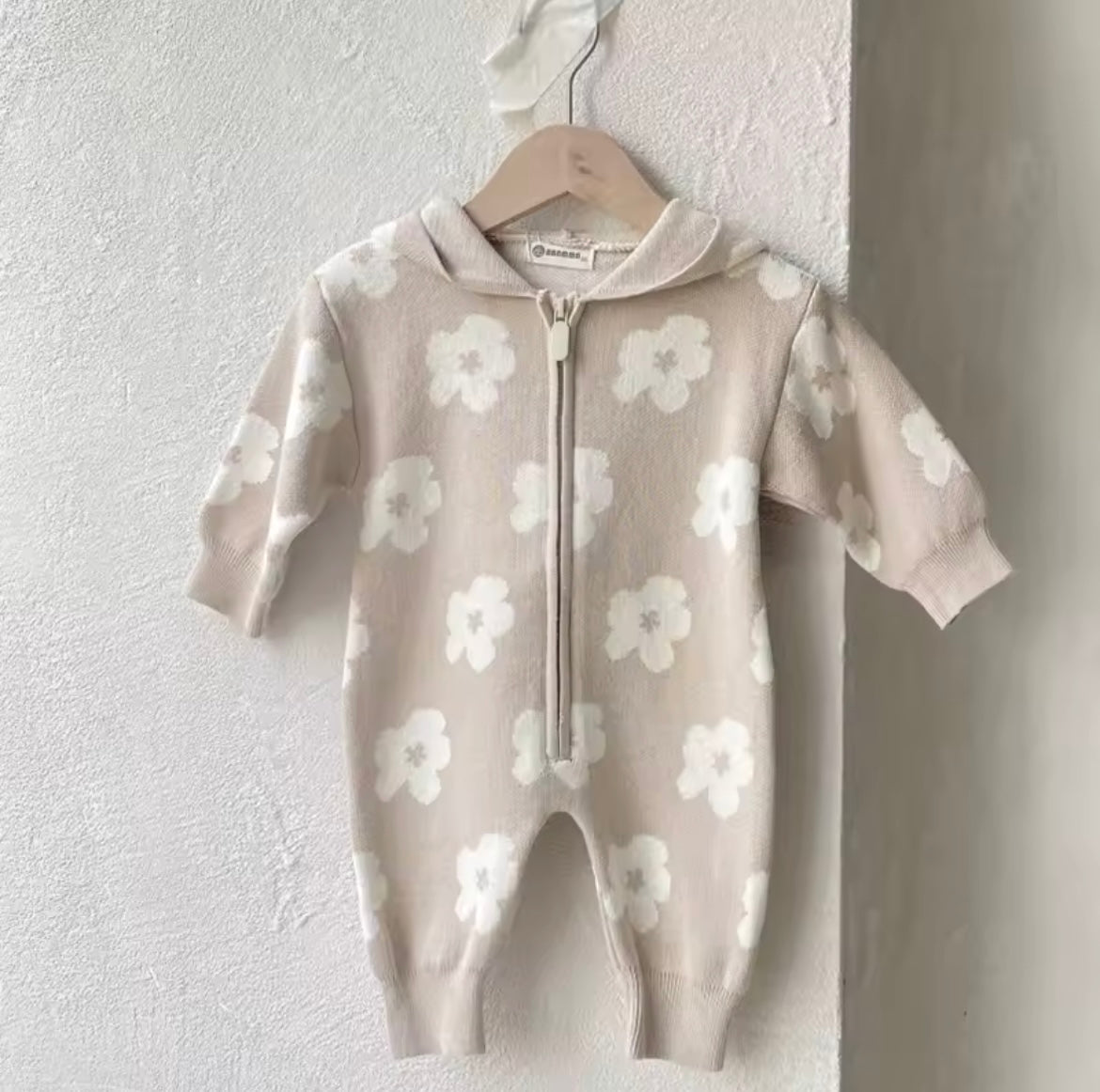 Floral knitted onesie