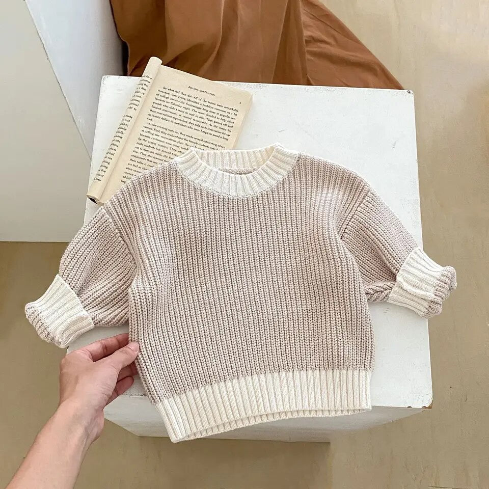 The cream and beige knitted set