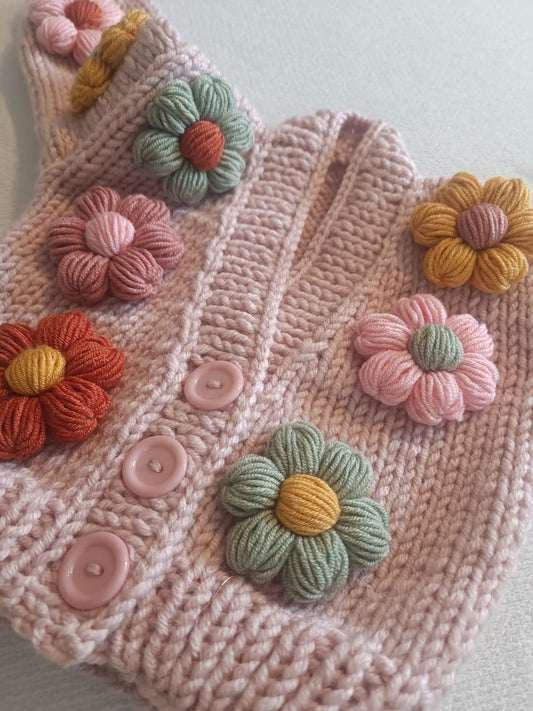 Handmade multi colour flower cardigan (PREORDER)