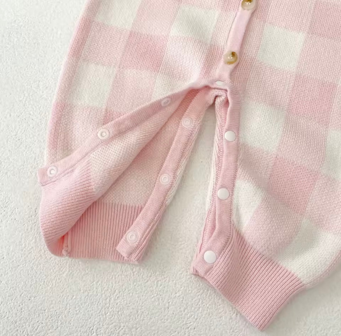 Pink check onesie
