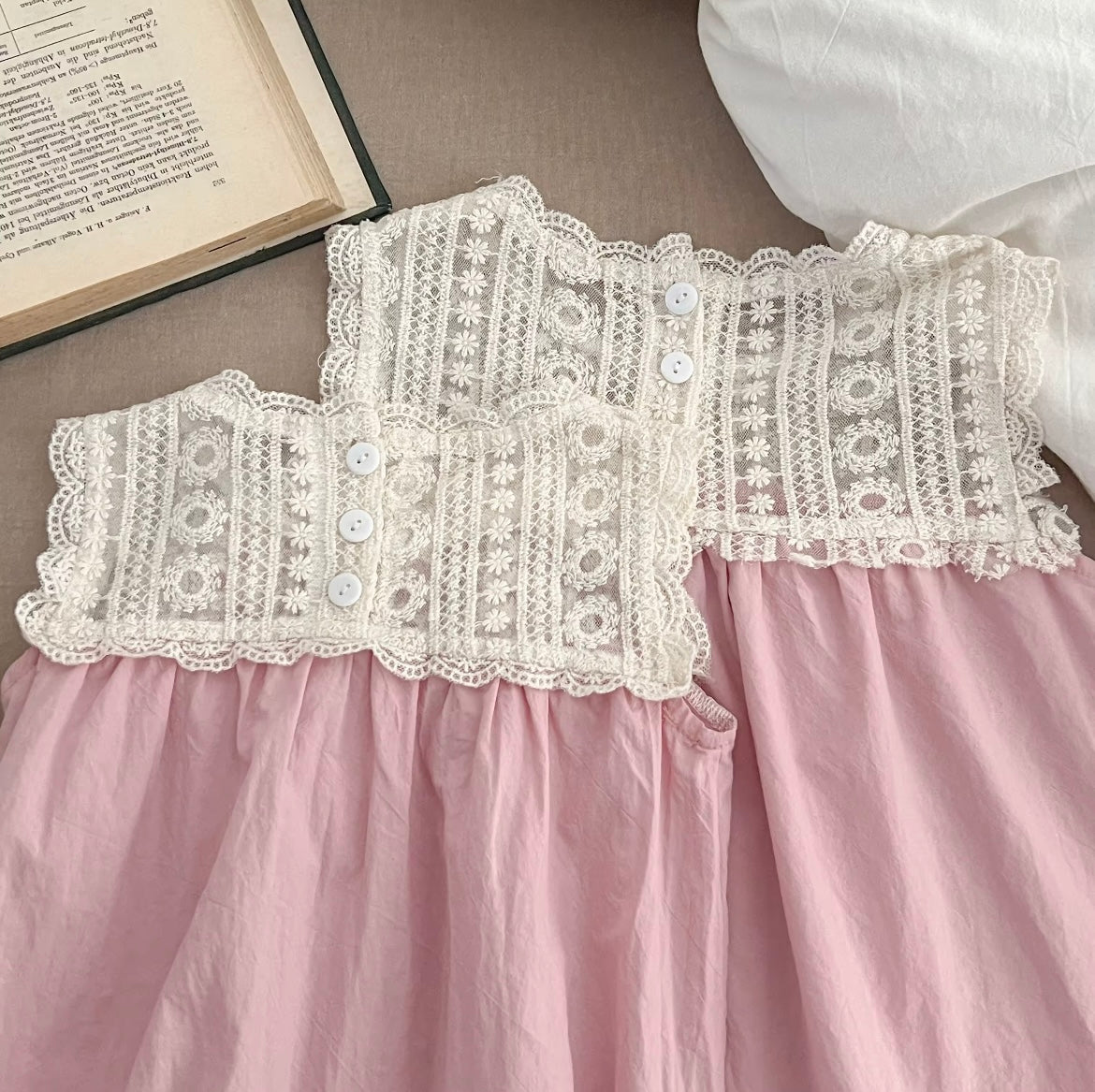 Crochet detail cotton romper