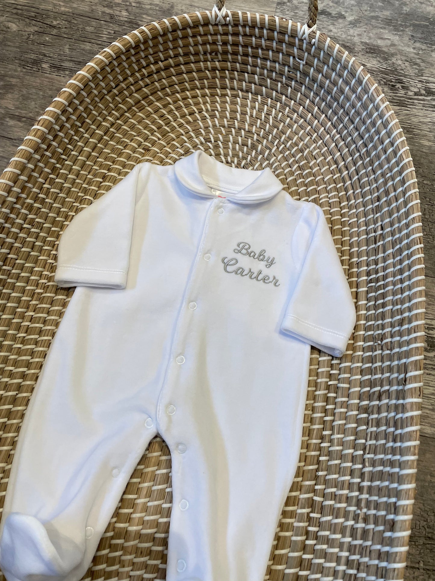 Personalised Angel wings white cotton sleepsuit