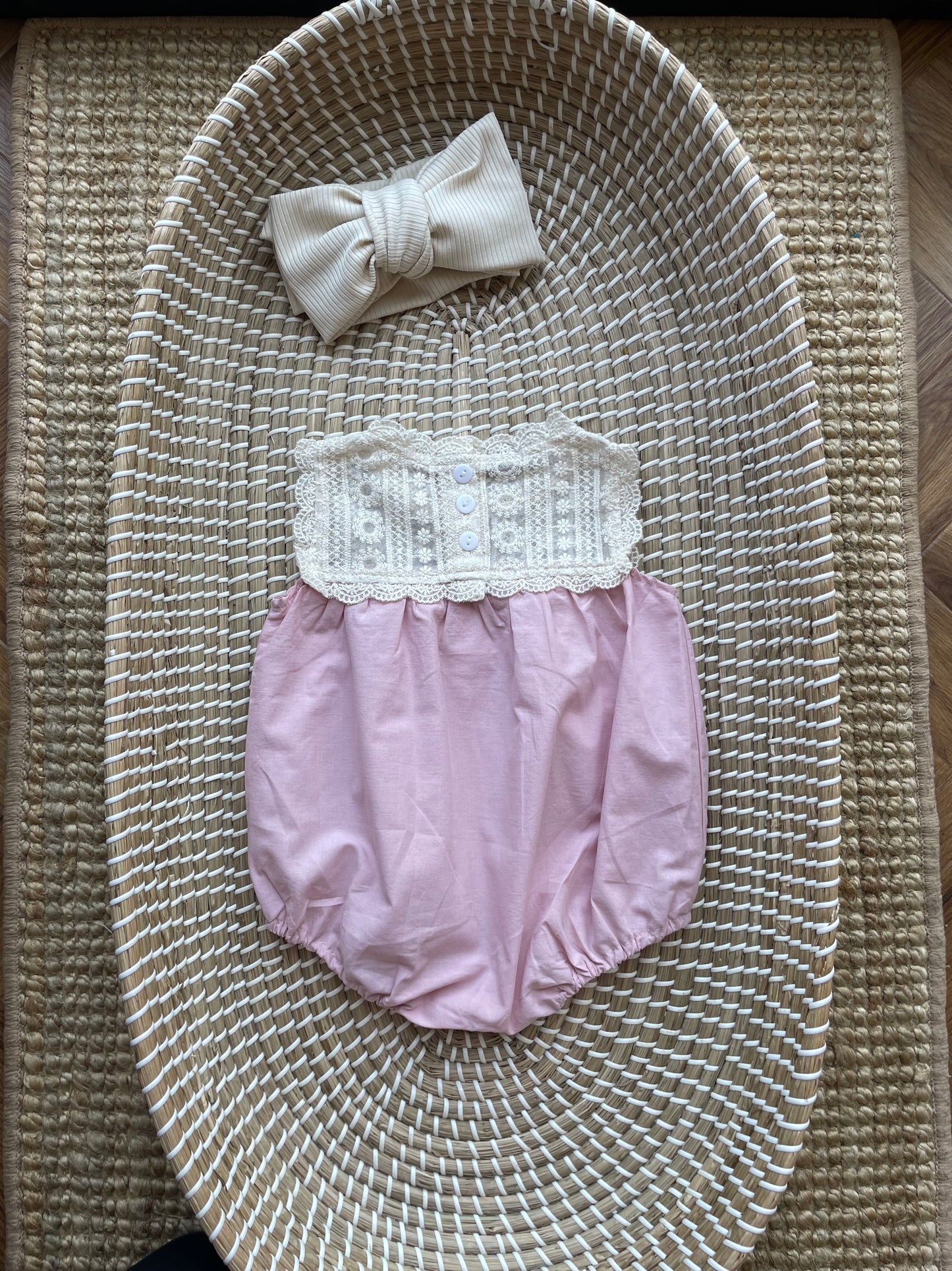 Crochet detail cotton romper
