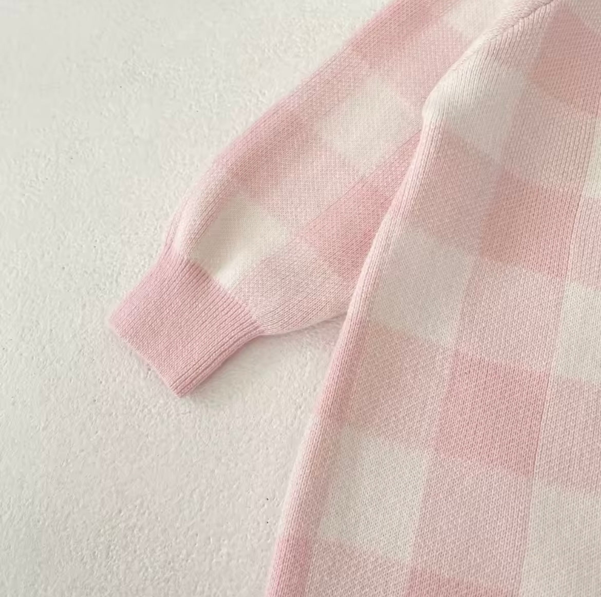 Pink check onesie
