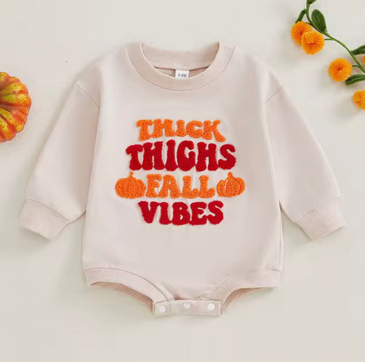 Thick thighs fall vibes romper - In stock