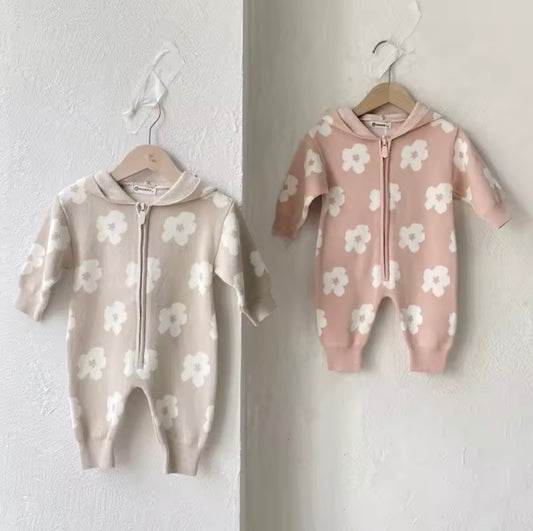 Floral knitted onesie
