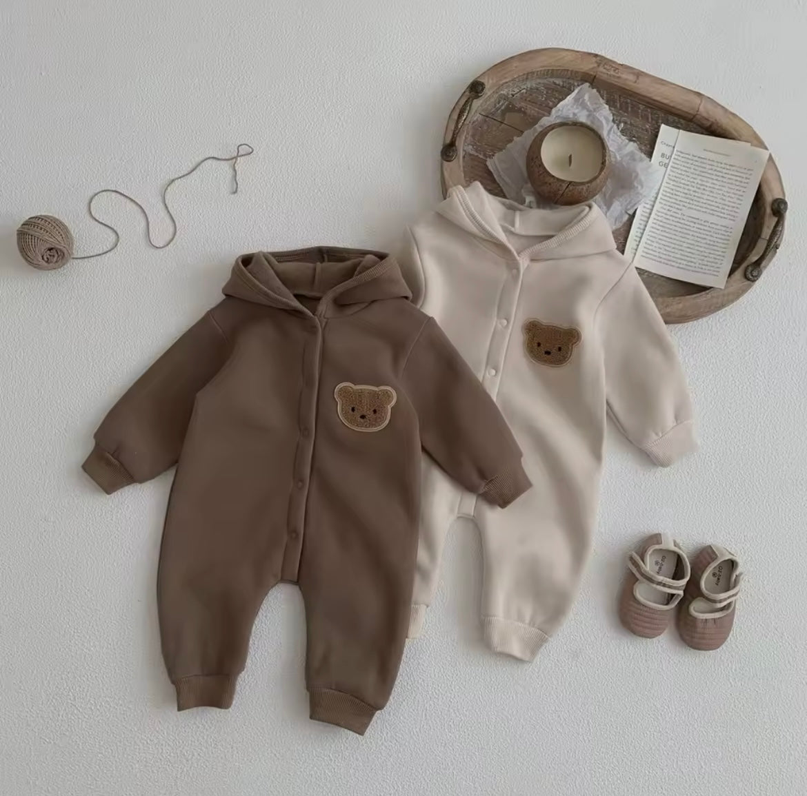 Bear fleece pramsuit