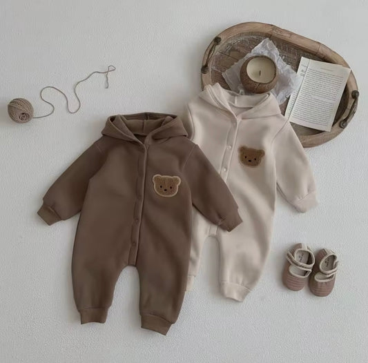 Bear fleece pramsuit