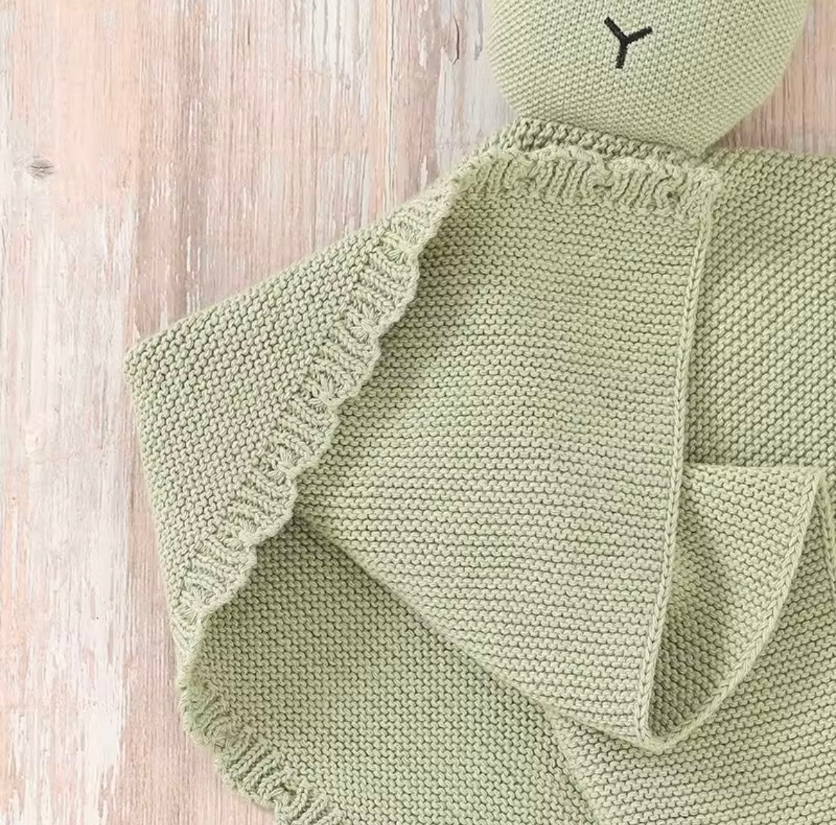 Personalised knitted bunny comforter