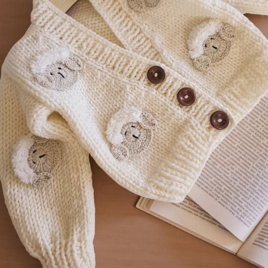 Handmade lamb cardigan - In stock