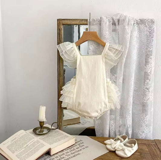Cream frill romper