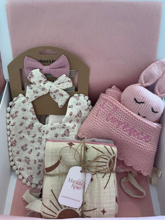 Personalised knitted bunny comforter