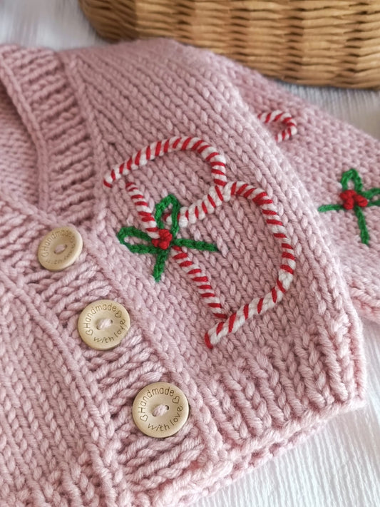 Handmade Candy cane cardigan - PREORDER