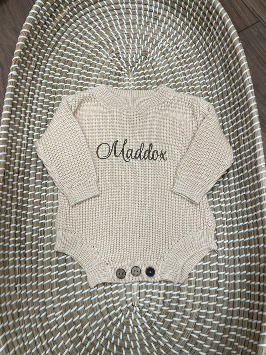 Personalised knitted rompers